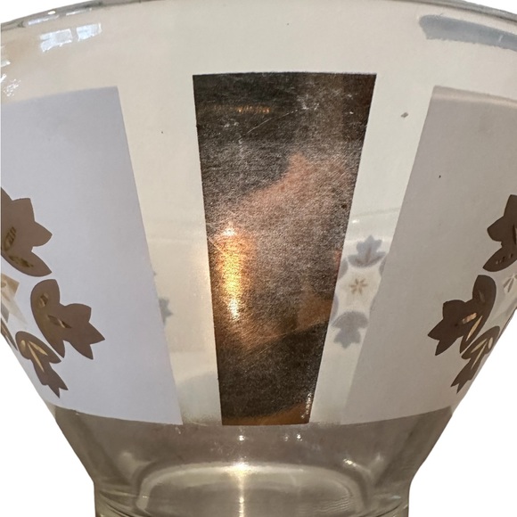 Vintage MCM Anchor Hocking Glass Chip Serving Bowl Gold Leaf Mid-Century 1960s - Picture 3 of 8